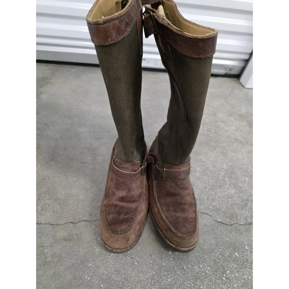 Chippewa Cutter Boots Mens Size 10EE Brown Leather Canvas Knee High Winter